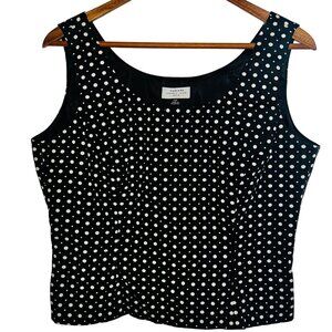 Tahari Arthur S. Levine Womens Black & White Polka Dot Sleeveless Blouse Top 10P